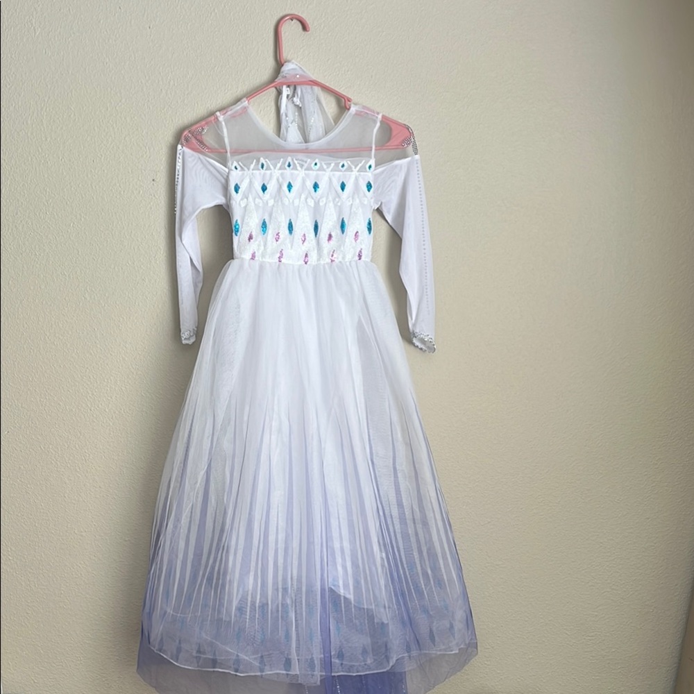 Elegant White and Blue Dress